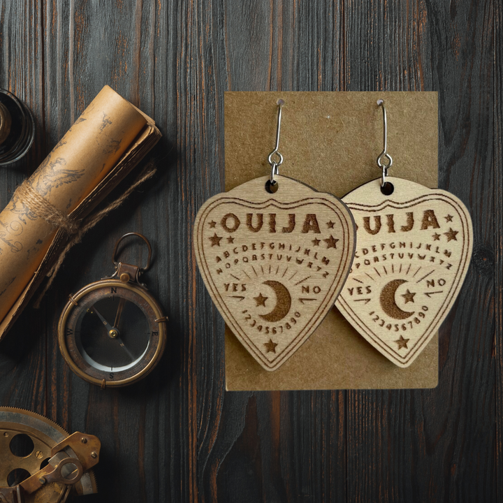 Ouija Earrings Dangle  Wooden Earrings