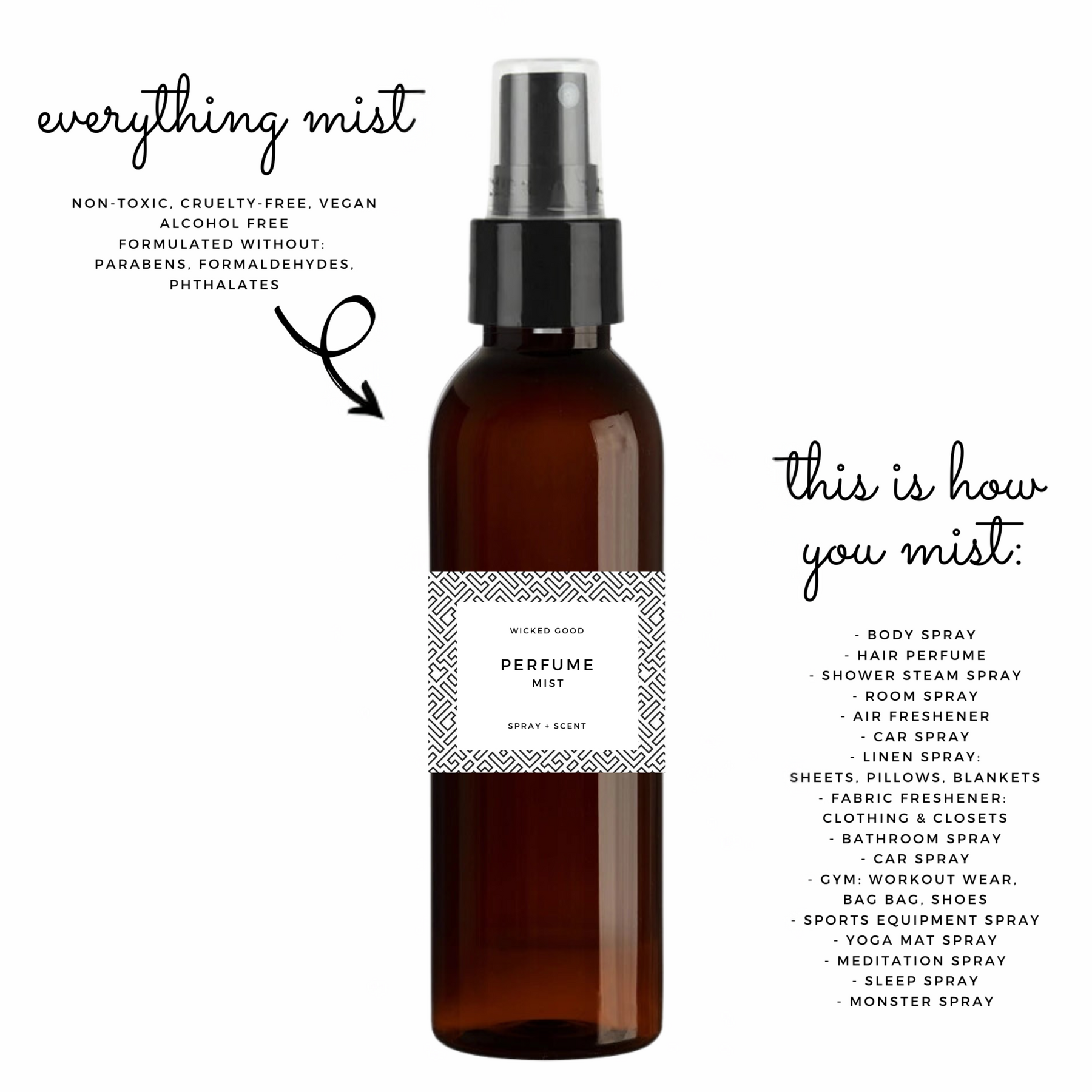 Perfume Mist Aromatherapy Spray Body Spray, Linen Spray, Hair