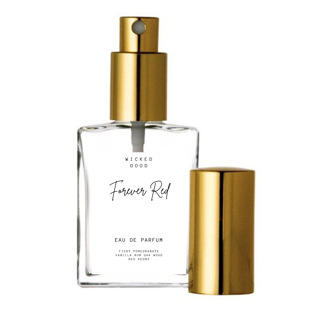 Forever Red Perfume | Fiery Pomegranate, Red Peony, Rich Vanilla Rum, Oak Wood.