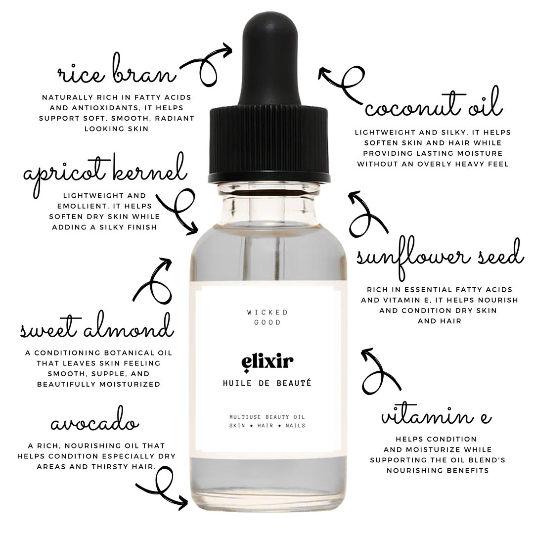 Nourishing body oil for dry skin hair and cuticles