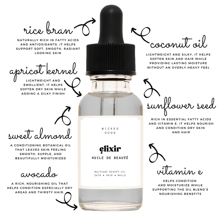 Nourishing body oil for dry skin hair and cuticles