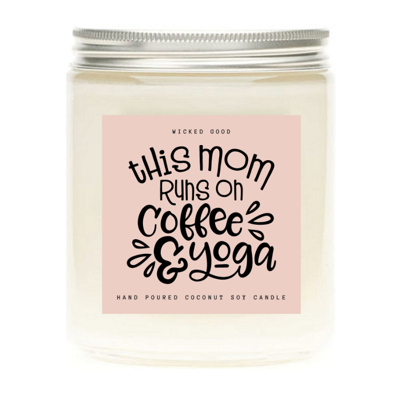 This Mom Runs on Coffee & Yoga $10 Mystery Candle | Wicked Good