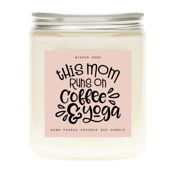 This Mom Runs on Coffee & Yoga $10 Mystery Candle | Wicked Good