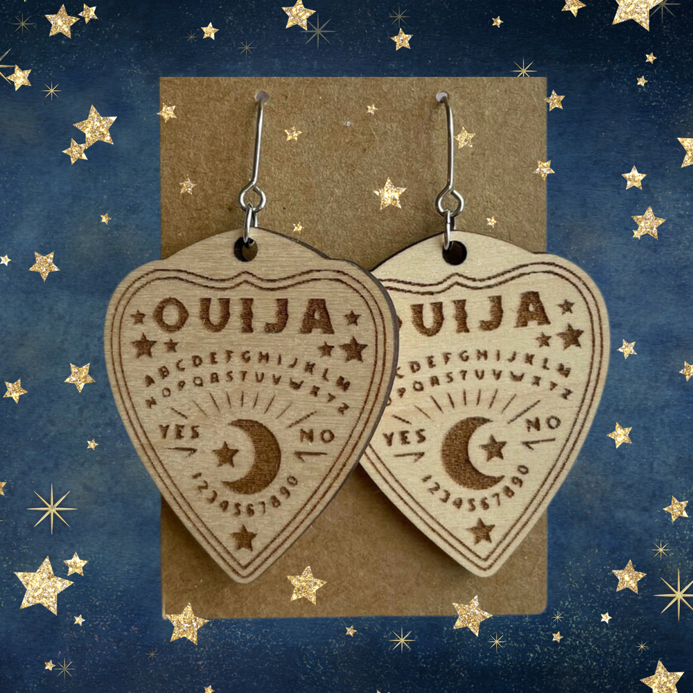 Ouija Planchette Wooden Earrings | Wicked Good