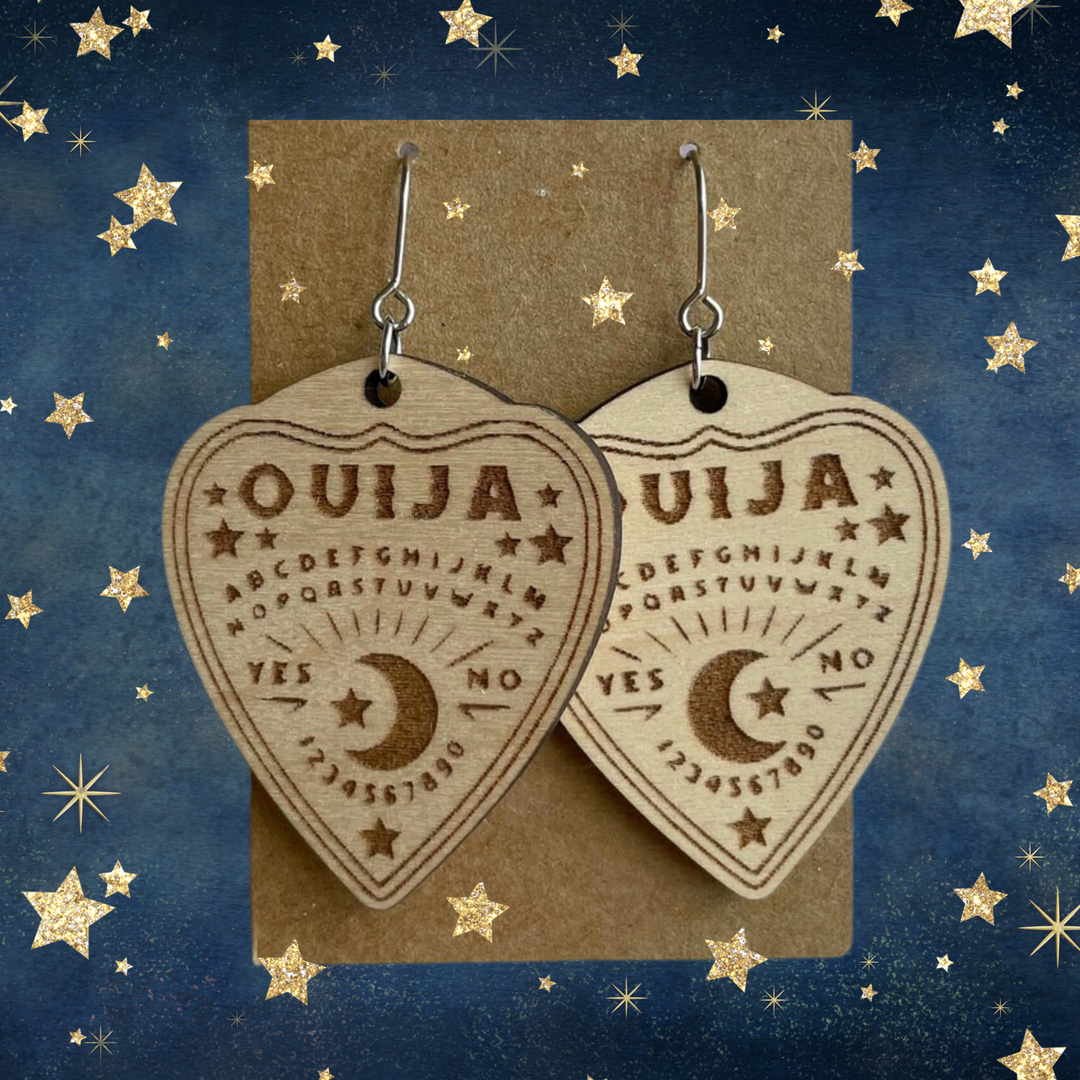 Ouija Planchette Wooden Earrings | Wicked Good