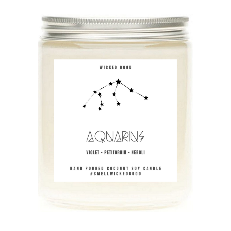 Aquarius Zodiac  Candle Gift | Natural Soy Candles | Wicked Good