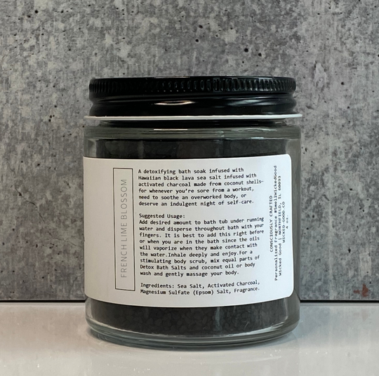 Activated Charcoal Bath Salts Detoxify + Soothe Sore Muscles Vegan