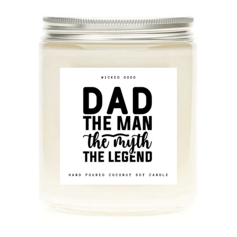Dad The Man The Myth The Legend Dad Est. 2022 - Father's Day Candle Gift, New Dad Gift | Wicked Good