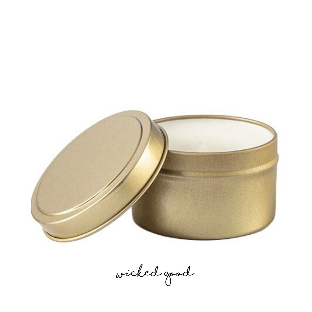 Private Label Candles - 4oz Tins - Gold | Wicked Good