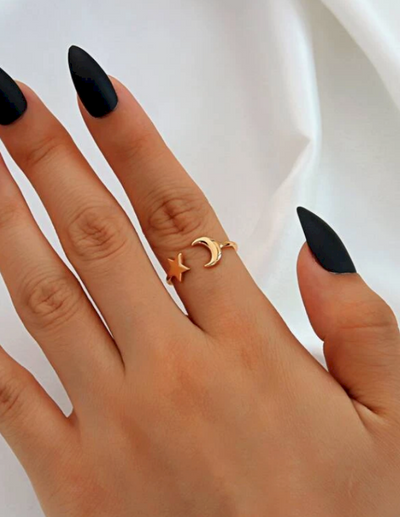 Moon + Star Ring Celestial Ring