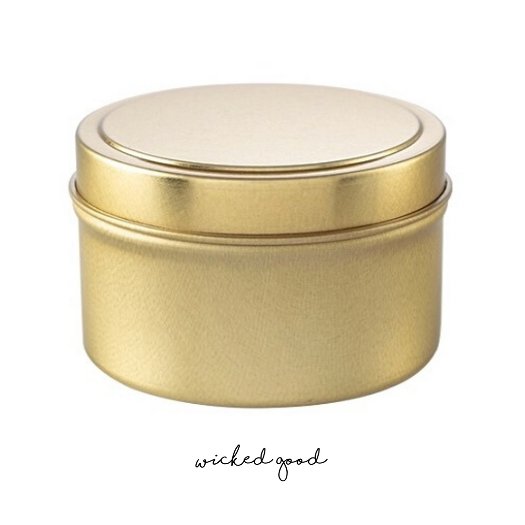 Private Label Candles - 4oz Tins - Gold | Wicked Good